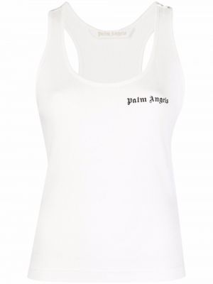 Tank top ermeløs med print Palm Angels hvit