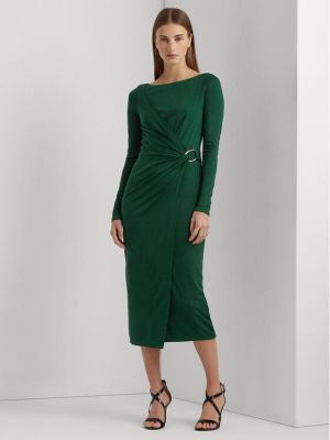 Коктейлна рокля Lauren Ralph Lauren зелено