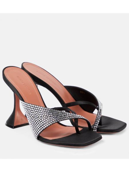 Satin mules Amina Muaddi svart