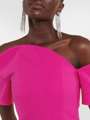 Sukienka długa wełniana asymetryczna Roland Mouret różowa