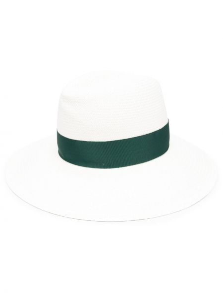 Borsalino bow-detail straw hat - Blanc