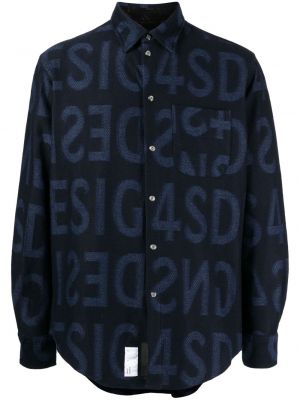 Βαμβακερό πουκάμισο με σχέδιο 4sdesigns μπλε