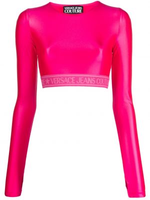 Crop top Versace Jeans Couture růžový