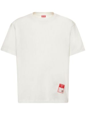 Oversize памучна тениска Kenzo Paris бяло