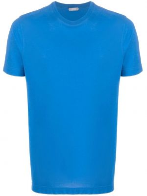 Βαμβακερή μπλούζα με στρογγυλή λαιμόκοψη Zanone μπλε