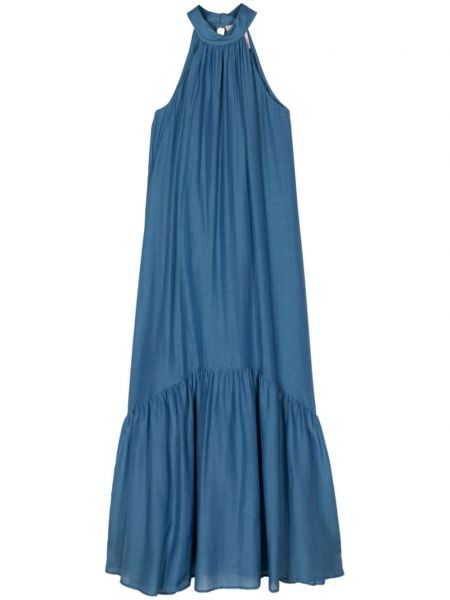 Robe longue à col montant Semicouture bleu