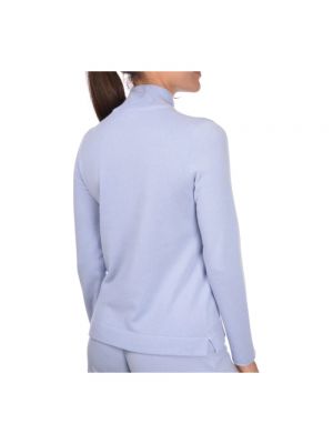 Jersey cuello alto de cachemir de tela jersey con estampado de cachemira Paolo Fiorillo Capri azul