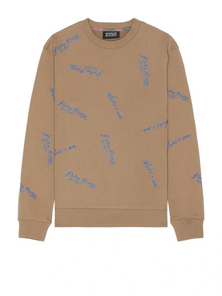 Işlemeli sweatshirt Scotch & Soda kahverengi