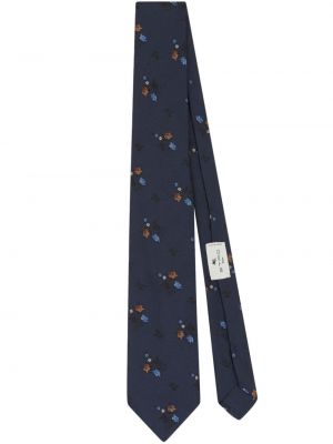 Žakárová kvetinová hodvábna kravata Etro modrá