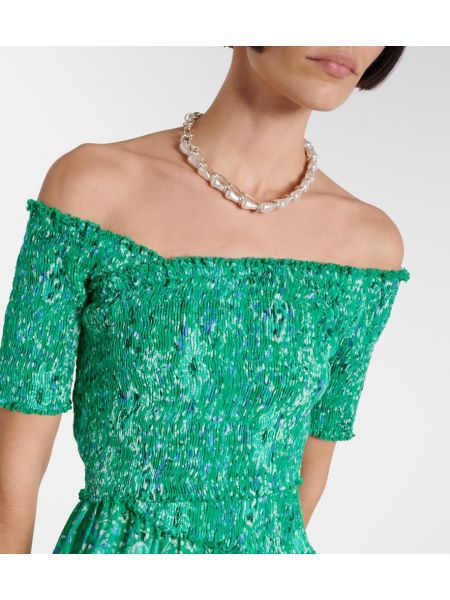 Φλοράλ μίντι φόρεμα Poupette St Barth πράσινο