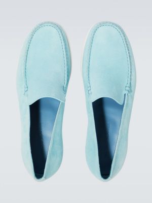 Semišové loafersy Manolo Blahnik modrá