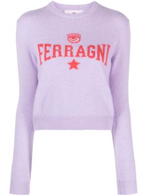 Pleten pulover Chiara Ferragni vijolična