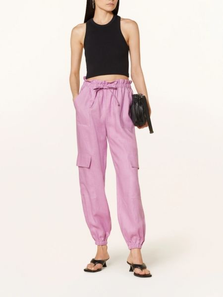 Льняные брюки карго Mrs & Hugs фиолетовые