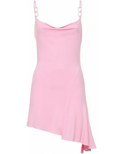 Sukienka mini z wiskozy drapowana Mach & Mach różowa