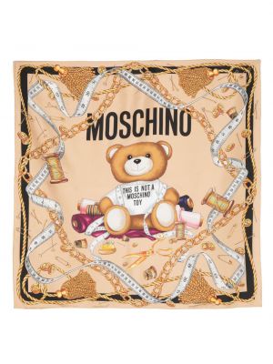 Fular de mătase cu imagine Moschino bej