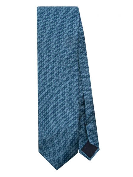 Jedwabny krawat z nadrukiem w abstrakcyjne wzory Corneliani niebieski