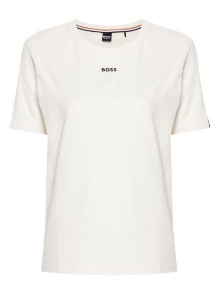 Памучна тениска с принт Boss бяло
