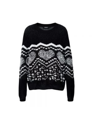 Sweter z okrągłym dekoltem Desigual czarny