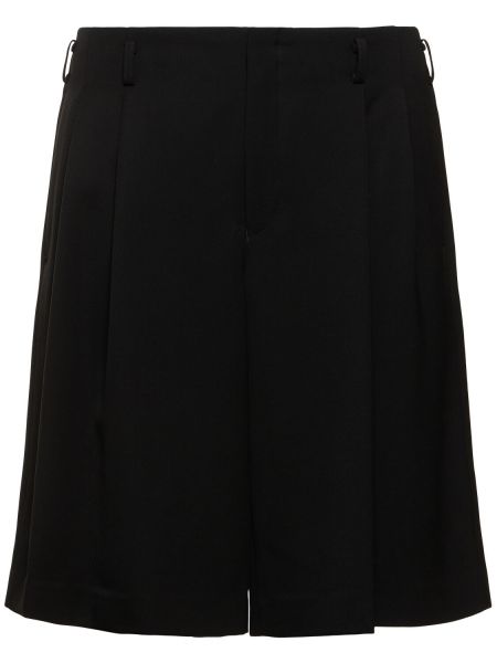 Pantalones cortos de lana plisados Comme Des Garçons negro