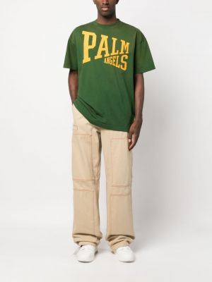 Raštuotas medvilninis marškinėliai Palm Angels žalia