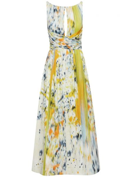 Sukienka midi z nadrukiem w abstrakcyjne wzory Oscar De La Renta