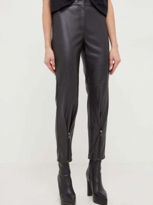 Jednobarevné kalhoty s vysokým pasem Karl Lagerfeld černé