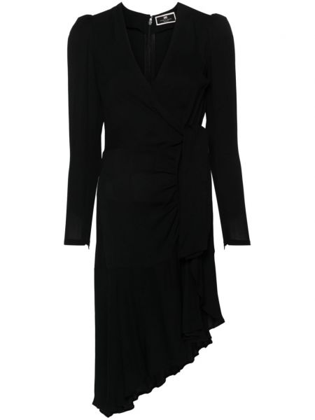 Krepové asymetrické mini šaty Elisabetta Franchi černé
