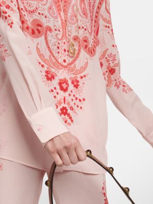 Hodvábna košeľa s paisley vzorom Etro ružová