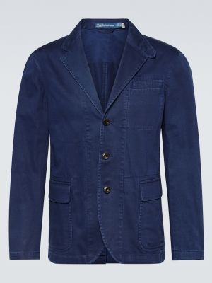 Синий хлопковый пиджак Polo Ralph Lauren