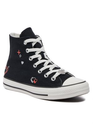Кросівки у зірочку з сердечками Converse Chuck Taylor All Star чорні