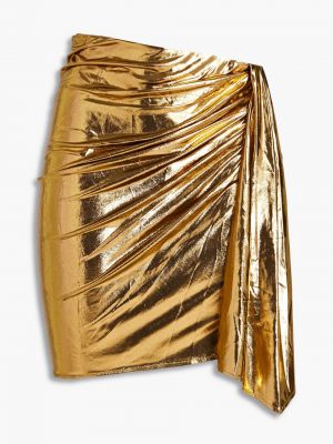 Трикотажная юбка мини с драпировкой Ba&sh, золотой
