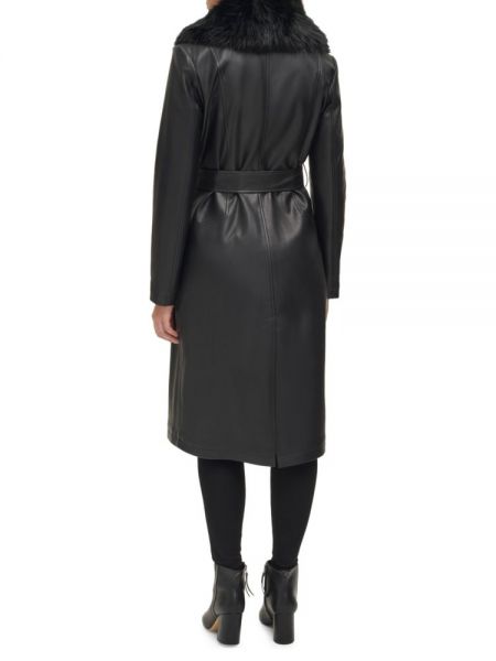 Кожаный пальто с поясом из искусственной кожи Kenneth Cole