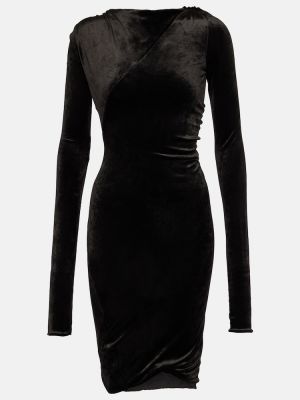 Mini vestido de terciopelo‏‏‎ de tela jersey Rick Owens negro