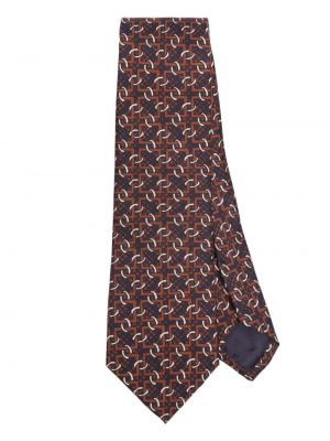 Taškuotas šilkinis kaklaraištis Tagliatore ruda