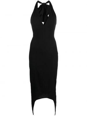 Μίντι φόρεμα με λαιμόκοψη v Patou μαύρο