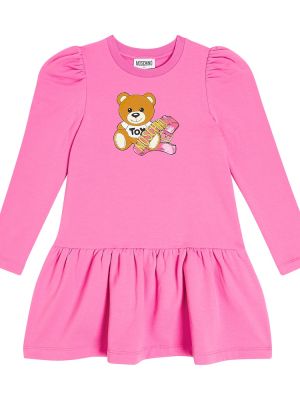 Trøje trykt bomuld jersey kjole for piger Moschino Kids pink