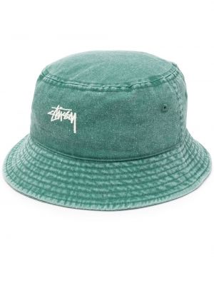 Brodert bøttehatt Stüssy grønn