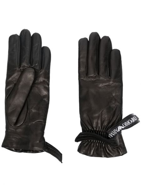 Kožené rukavice Emporio Armani - Černá