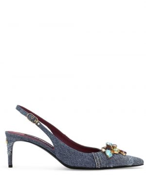 Полуотворени обувки с отворена пета с кристали Dolce & Gabbana