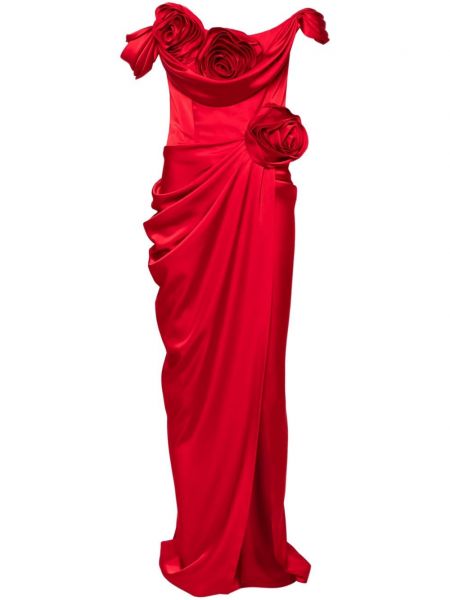 Robe de soirée à fleurs avec applique Ana Radu rouge
