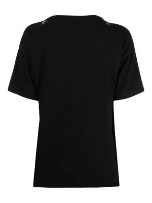 Spitzen t-shirt aus baumwoll Ermanno Firenze schwarz