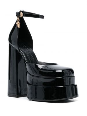 Escarpins en cuir à plateforme vernis Versace noir