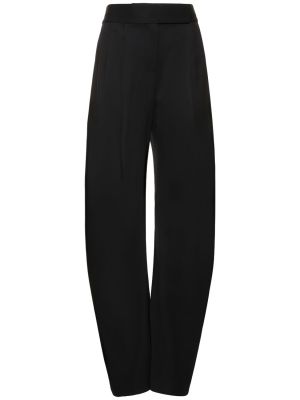 Voľné vlnené nohavice s vysokým pásom The Attico čierna