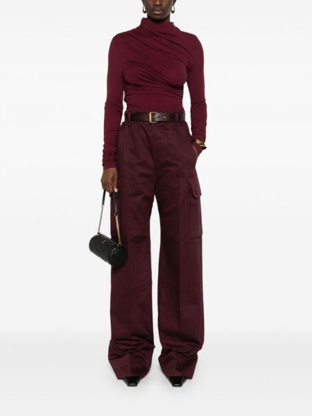 Rovné kalhoty s výšivkou Saint Laurent fialové
