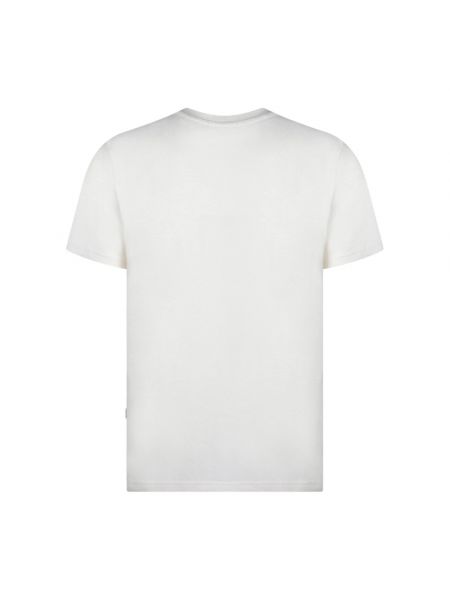 Camiseta de algodón manga corta de cuello redondo Selected Homme blanco