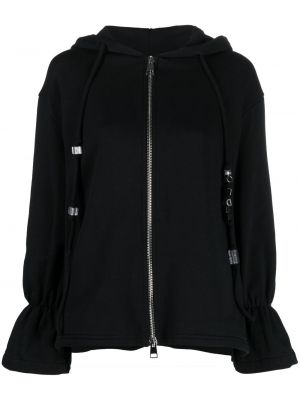 Pamučna hoodie s kapuljačom na rese Dondup crna