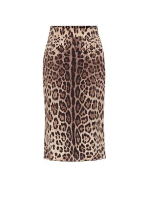 Шелковая юбка с принтом Dolce&gabbana, коричневая