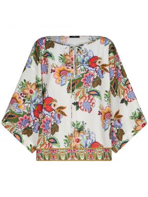 Bluza s cvetličnim vzorcem s potiskom z draperijo Etro bela