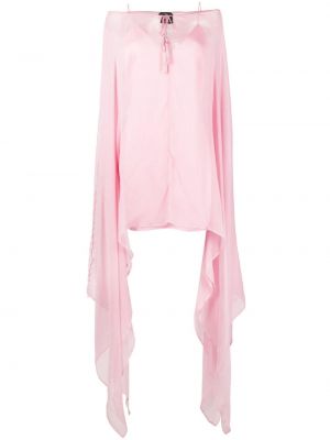 Κοκτέιλ φόρεμα με διαφανεια ντραπέ Taller Marmo ροζ