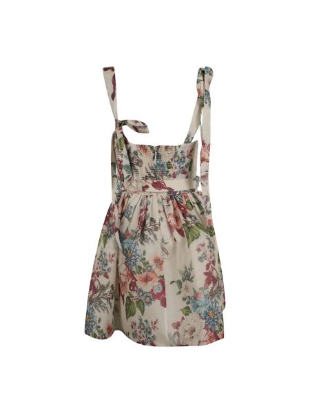 Mini vestido de lino de seda de flores Zimmermann